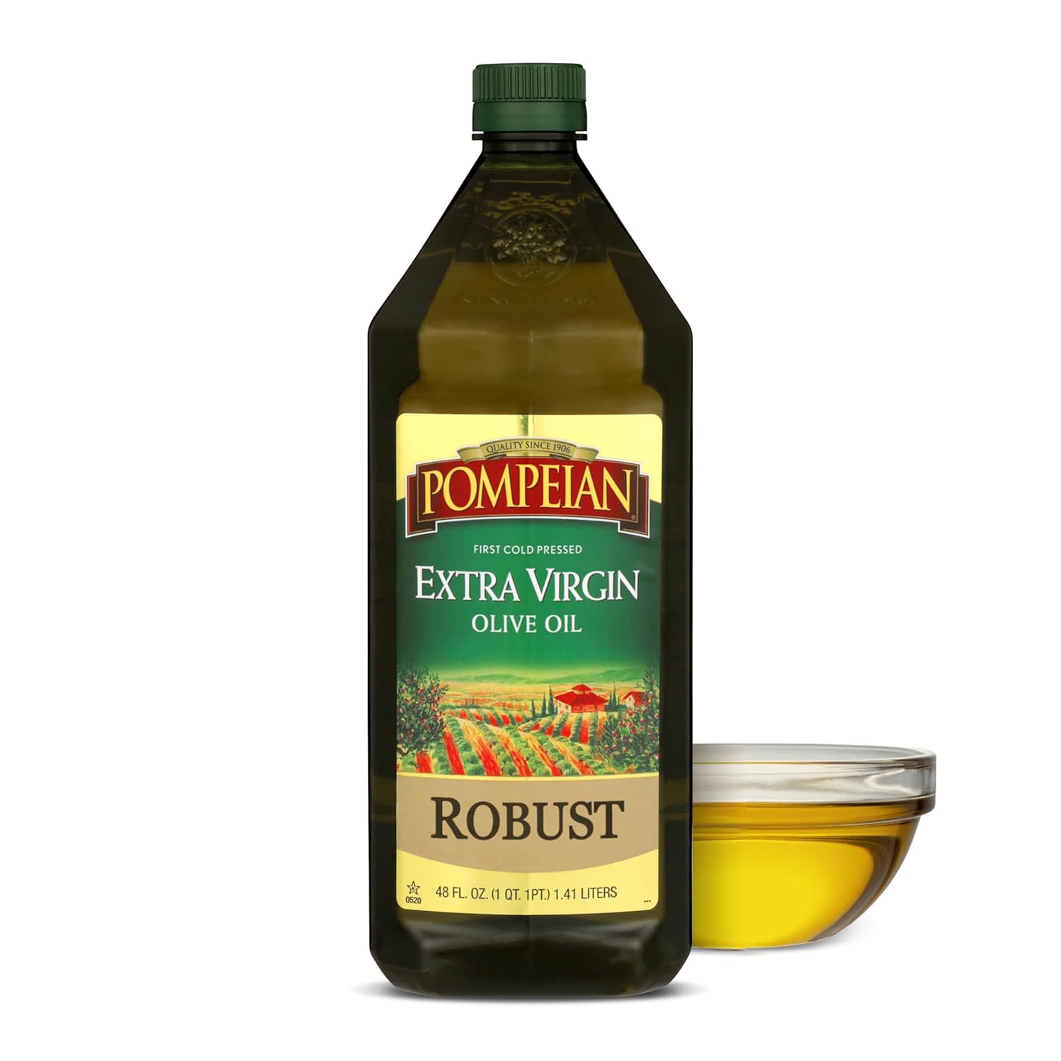 Pompeian Robust Extra Virgin Olive Oil, Contains Polyphenols, First Cold Pressed, 68 Fl Oz