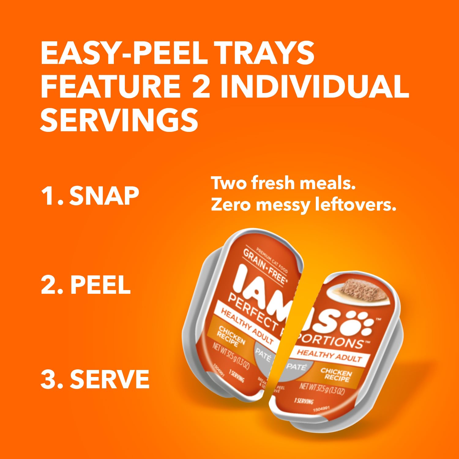 IAMS Perfect Portions Healthy Adult Wet Cat Food Pate, Chicken and Tuna Recipe Variety Pack, Easy Peel Twin-Pack Trays (12 Count, 24 Servings) (Pack of 2)