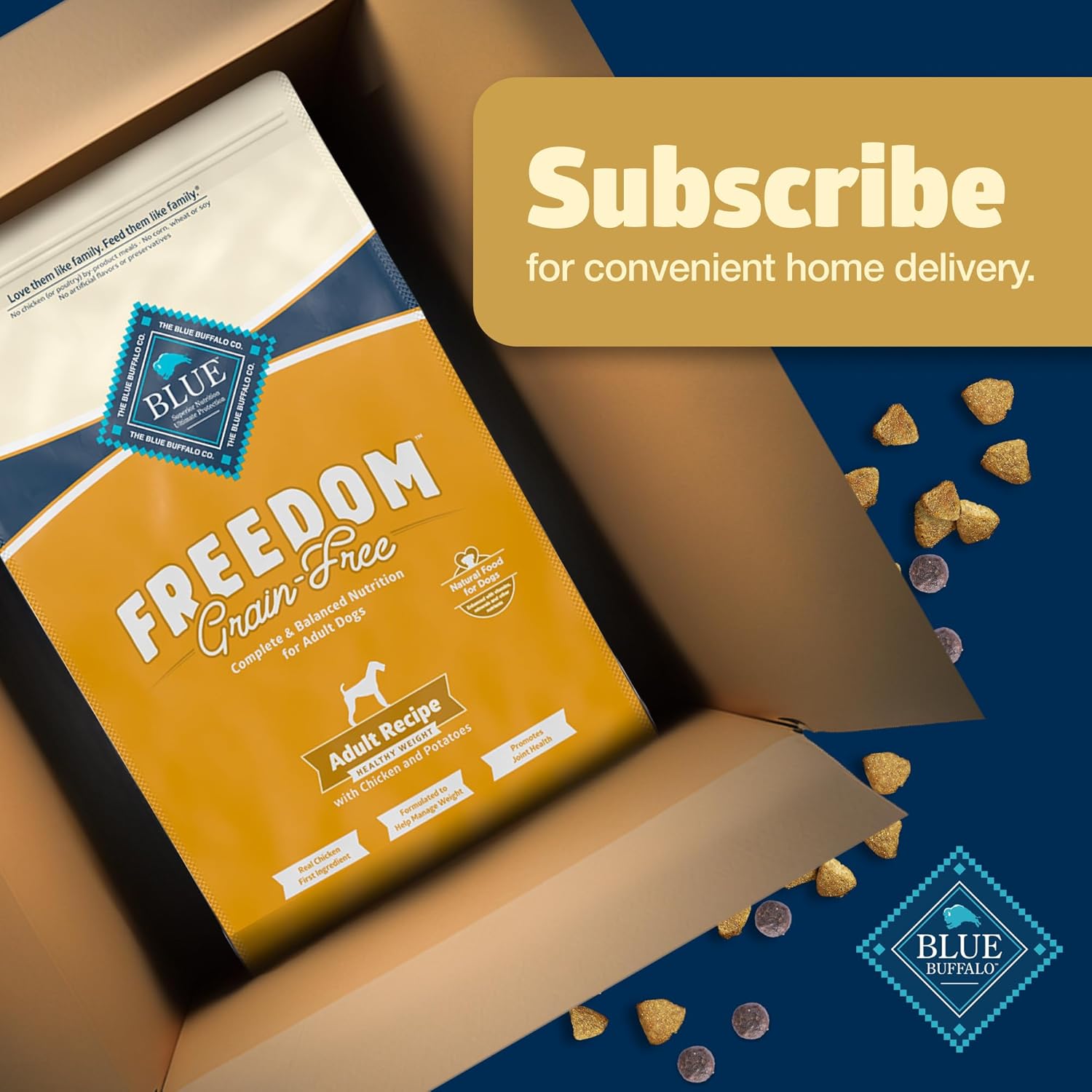 Blue Buffalo Freedom Grain-Free Healthy Weight Dry Dog Food, Complete & Balanced Nutrition for Adult Dogs, Made in The USA with Natural Ingredients, Chicken & Potatoes, 24-lb Bag