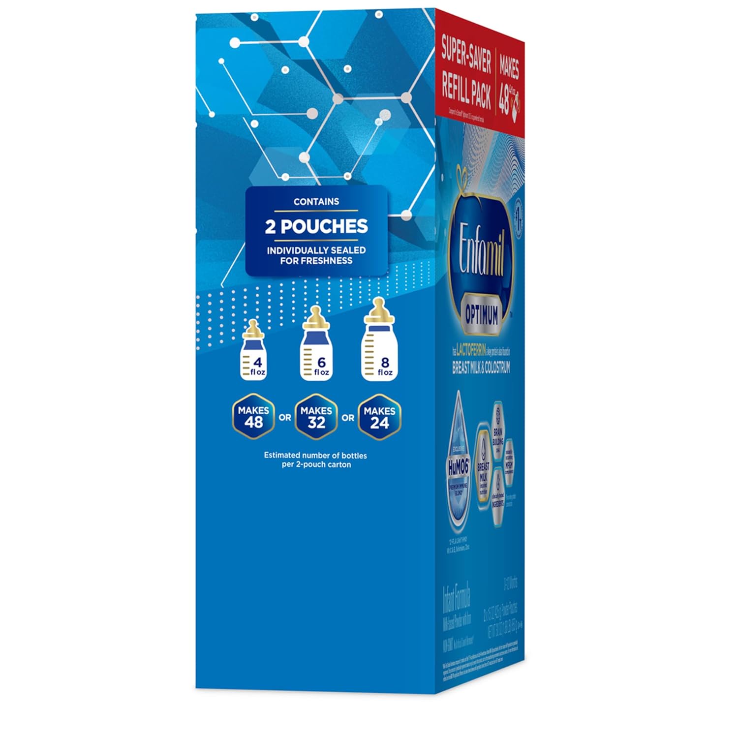 Enfamil Optimum (Enspire), Our Closest Formula to Breast Milk, Immune-Supporting Lactoferrin and Brain-Supporting DHA Baby Formula, Powder 30 Oz Refill, Pack of 4