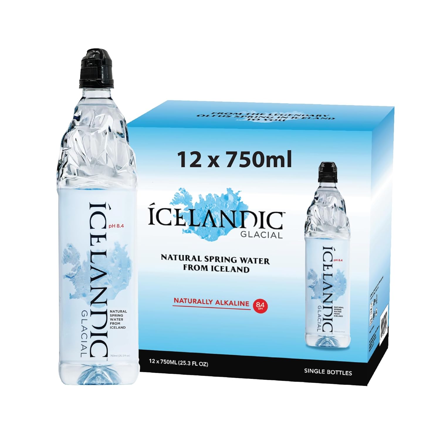 Icelandic Glacial Natural Spring Alkaline Water, 33.81 Fl Oz (Pack of 12), 405.6 Fl Oz