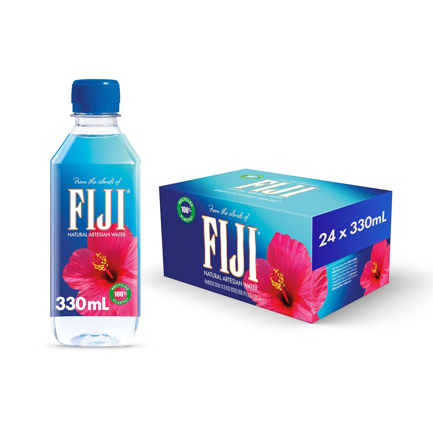 FIJI Natural Artesian Bottled Water 500mL / 16.9 Fl Ounce (Pack of 24) - 100% Natural Electrolytes