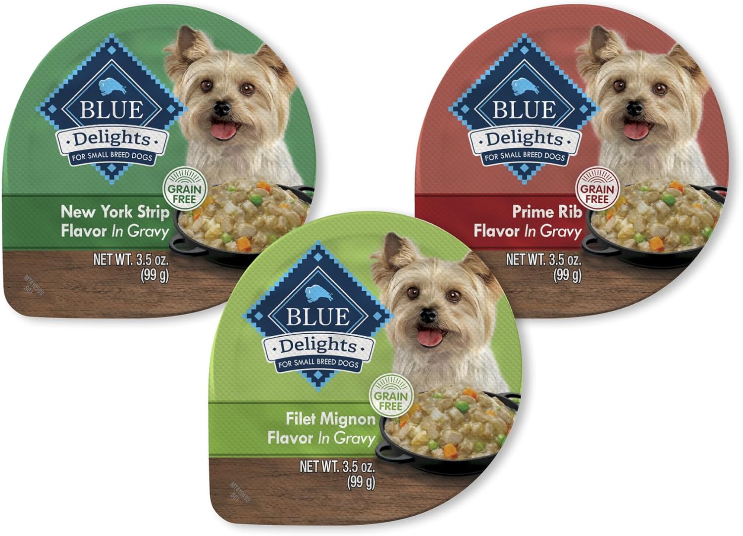 Blue Buffalo Delights Small Breed Natural Wet Dog Food, Rotisserie Chicken Flavor in Gravy, 3.5-oz Cups, 12 Count