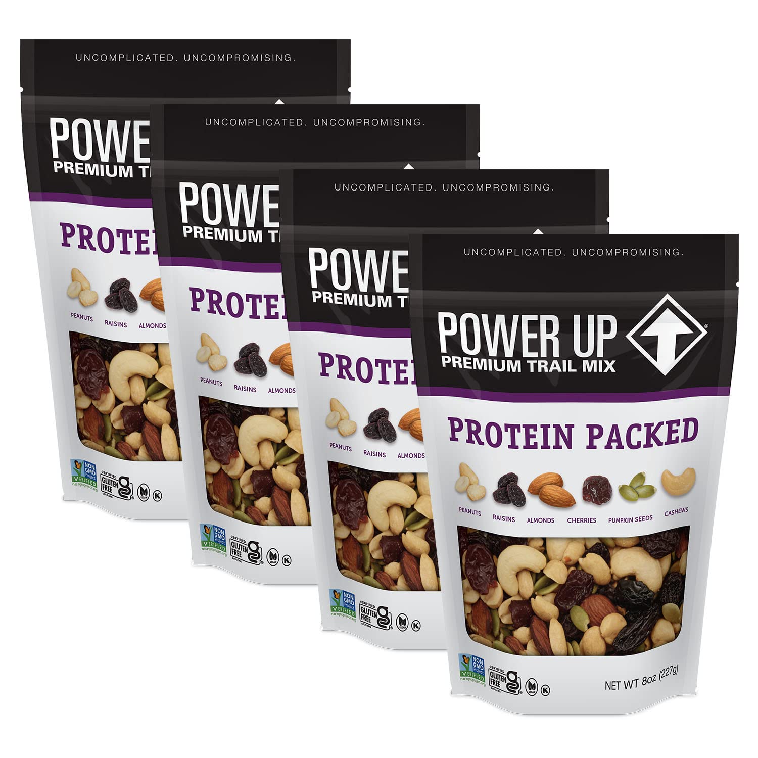 Power Up High Energy Trail Mix By Gourmet Nut, Walnuts, Banana Chips, Cashews, Coconut, Cranberries & Papaya Mix - Keto & Paleo Friendly Snacks - Non GMO Vegan Gluten Free Kosher, 8oz Bags, Pack of 4