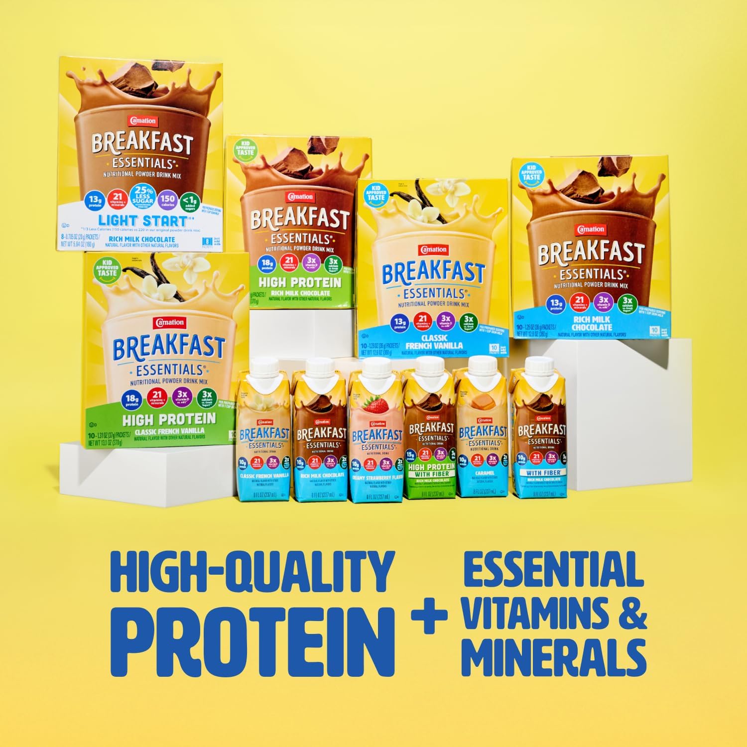 Carnation Breakfast Essentials High Protein with Fiber Ready-to-Drink, 8 FL OZ Carton, Rich Milk Chocolate (Pack of 24)