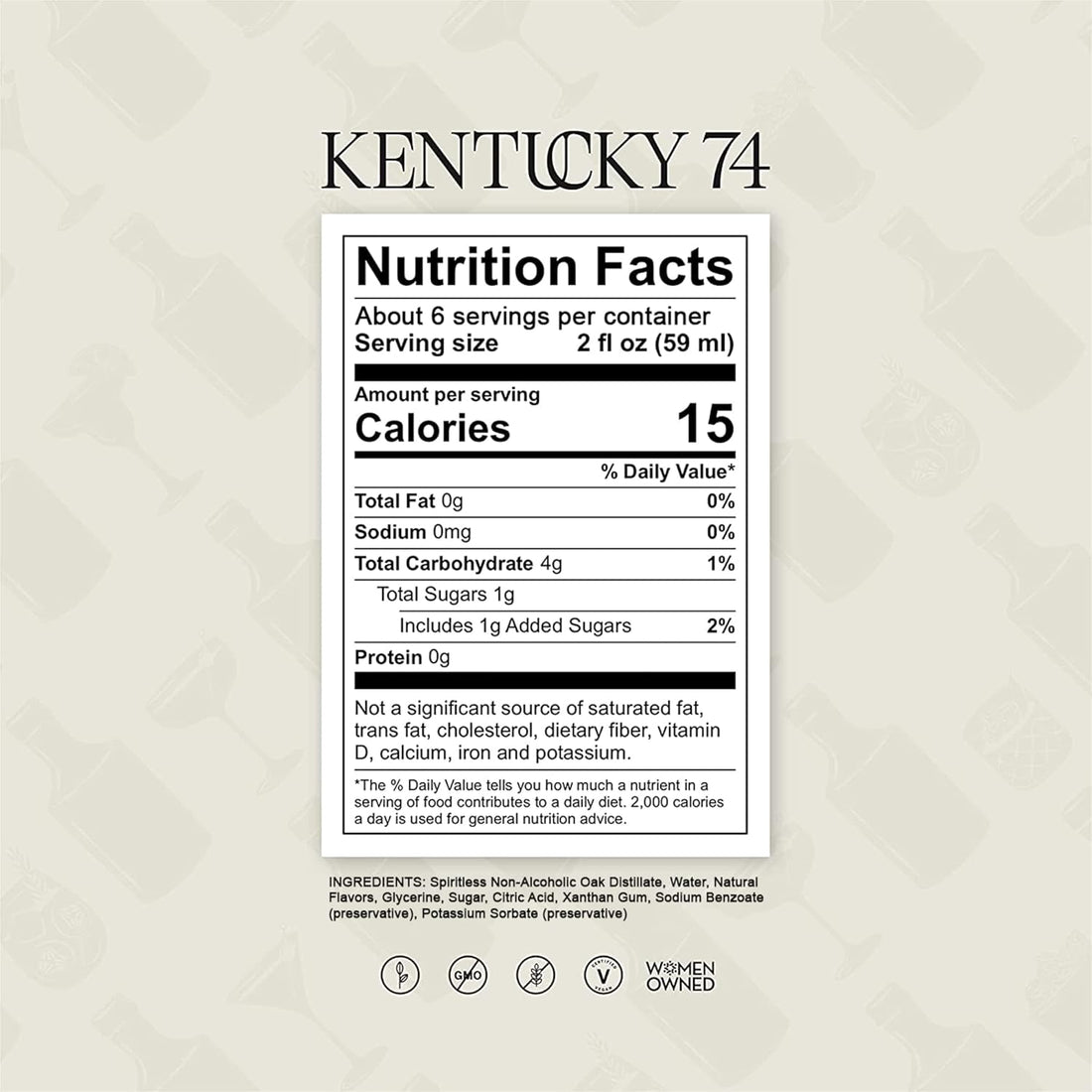Kentucky 74 Non-Alcoholic Bourbon Whiskey, Award-Winning Alcohol-Free Spirit for Cocktails, 700ml Bottle