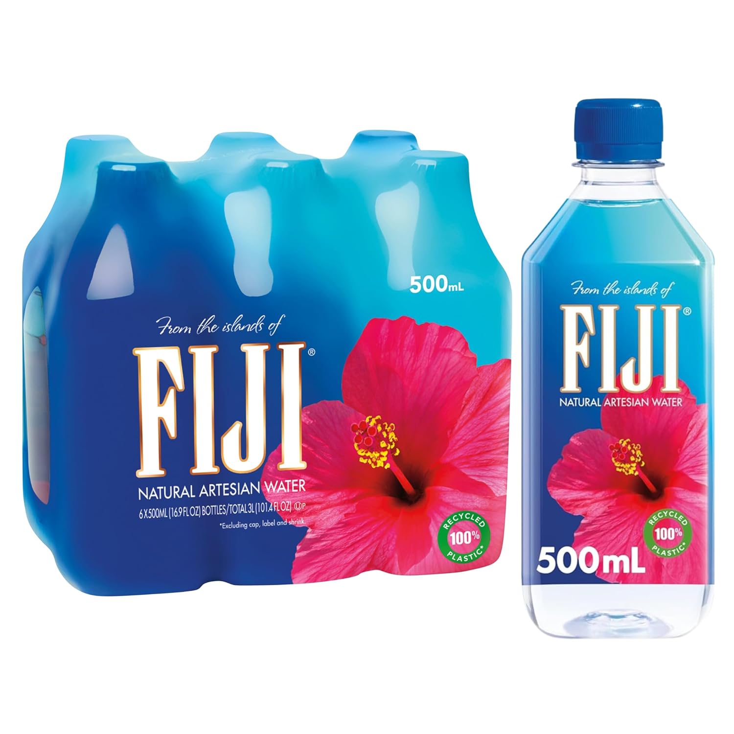 FIJI Natural Artesian Bottled Water 500mL / 16.9 Fl Ounce (Pack of 24) - 100% Natural Electrolytes