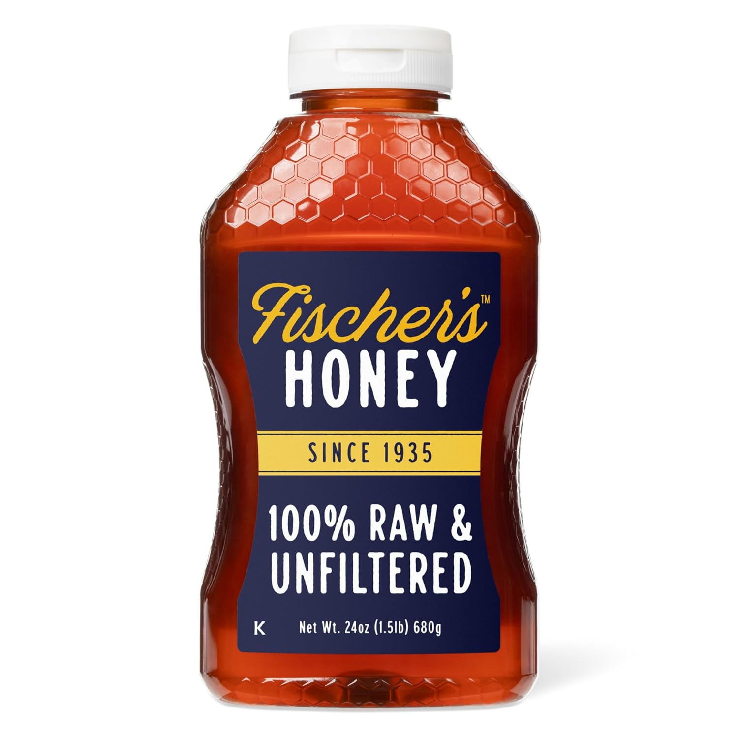 Fischer's 100% Pure, Raw & Unfiltered Honey, 40 oz – All-Natural Sweetener – Rich Flavor Profile, Packed with Nutrients