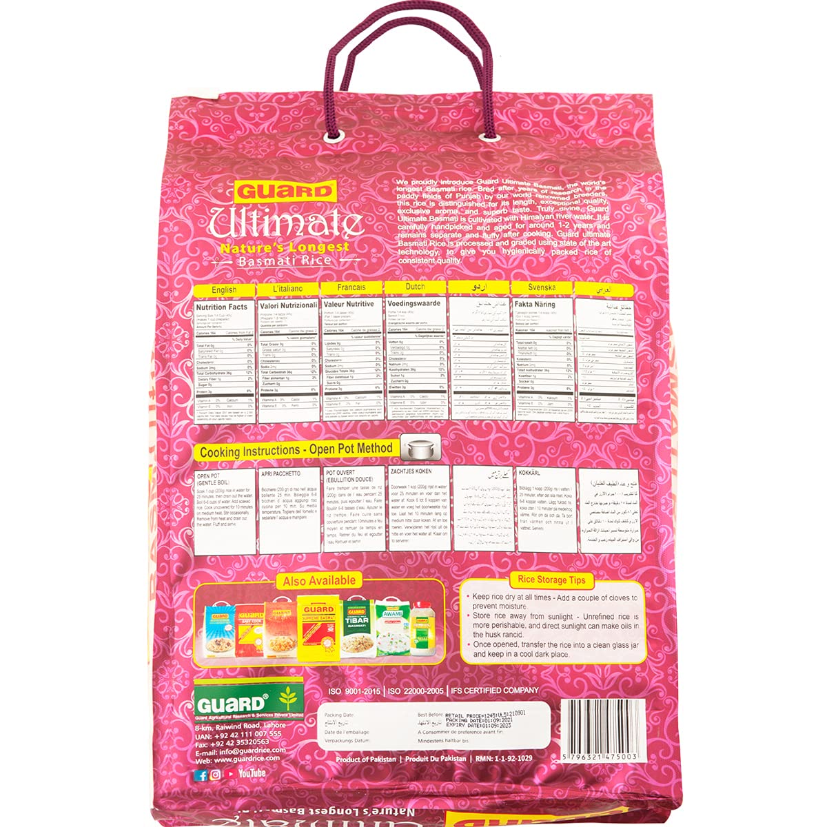 Guard Ultimate Nature's longest Basmati Rice 10lb