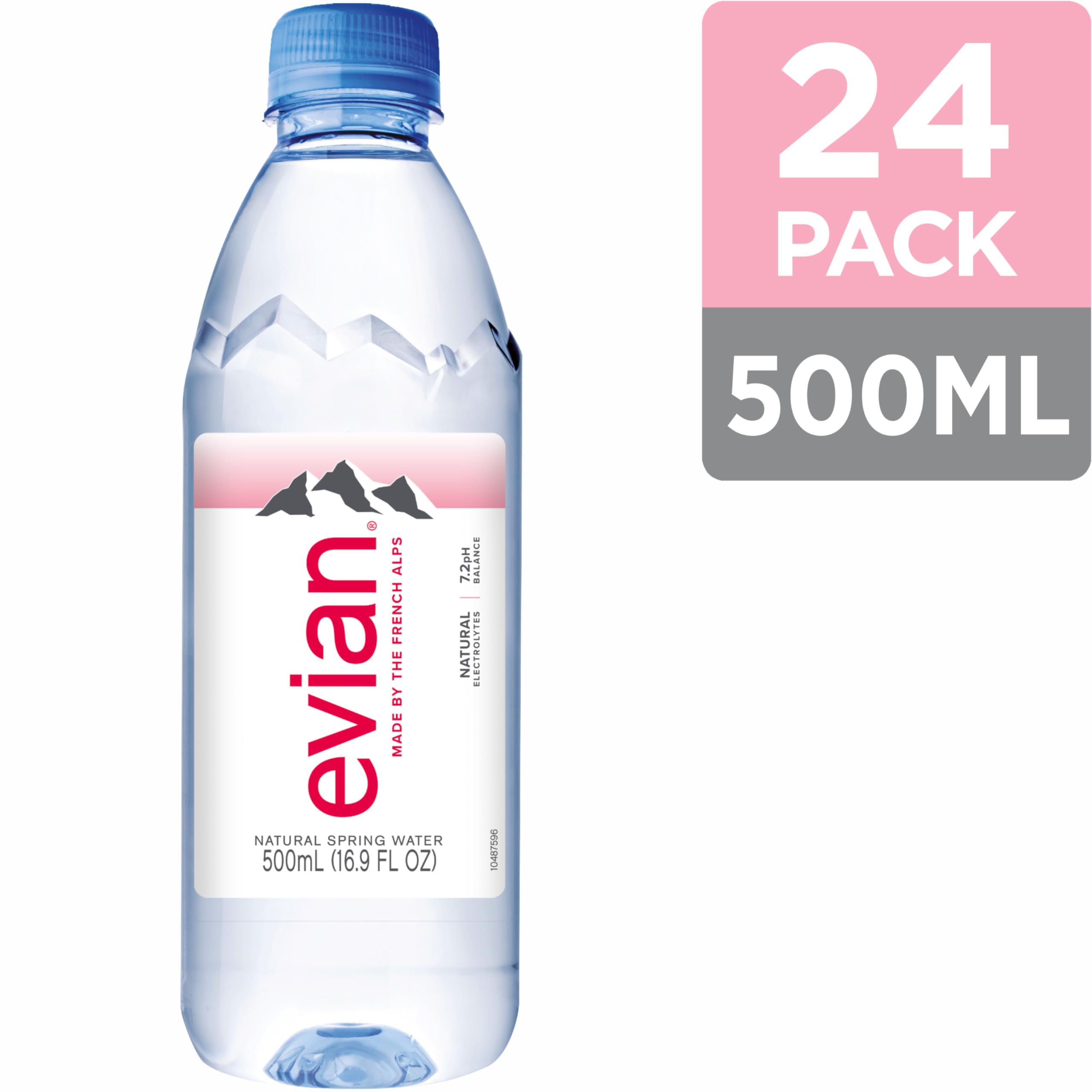 evian Natural Spring Water, PH Balanced with Natural Electrolytes, 16.9fl oz./500mL Bottles (pack of 24)