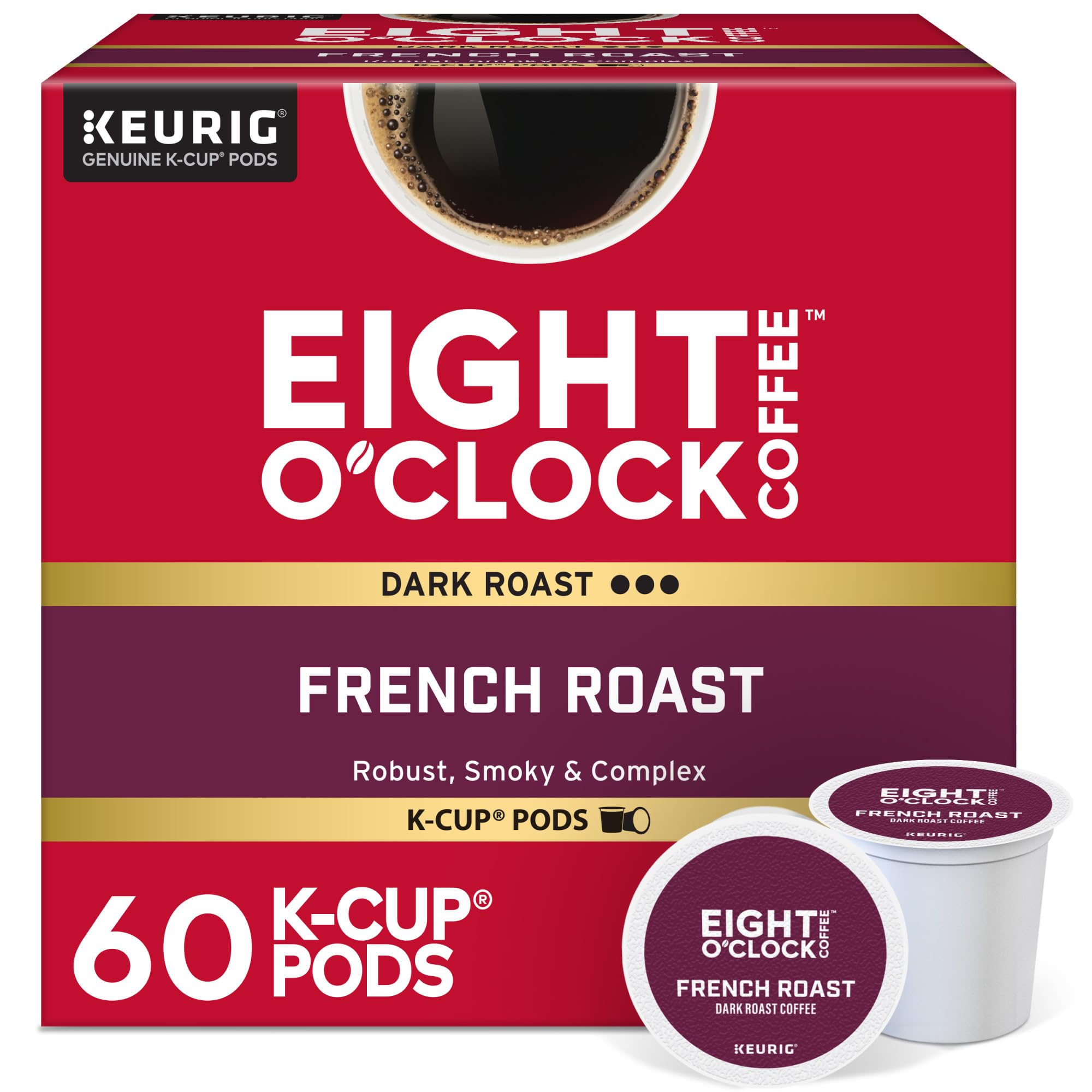 Eight O'Clock Coffee The Original, Single-Serve Keurig K-Cup Pods, Medium Roast Coffee Pods, 72 Count