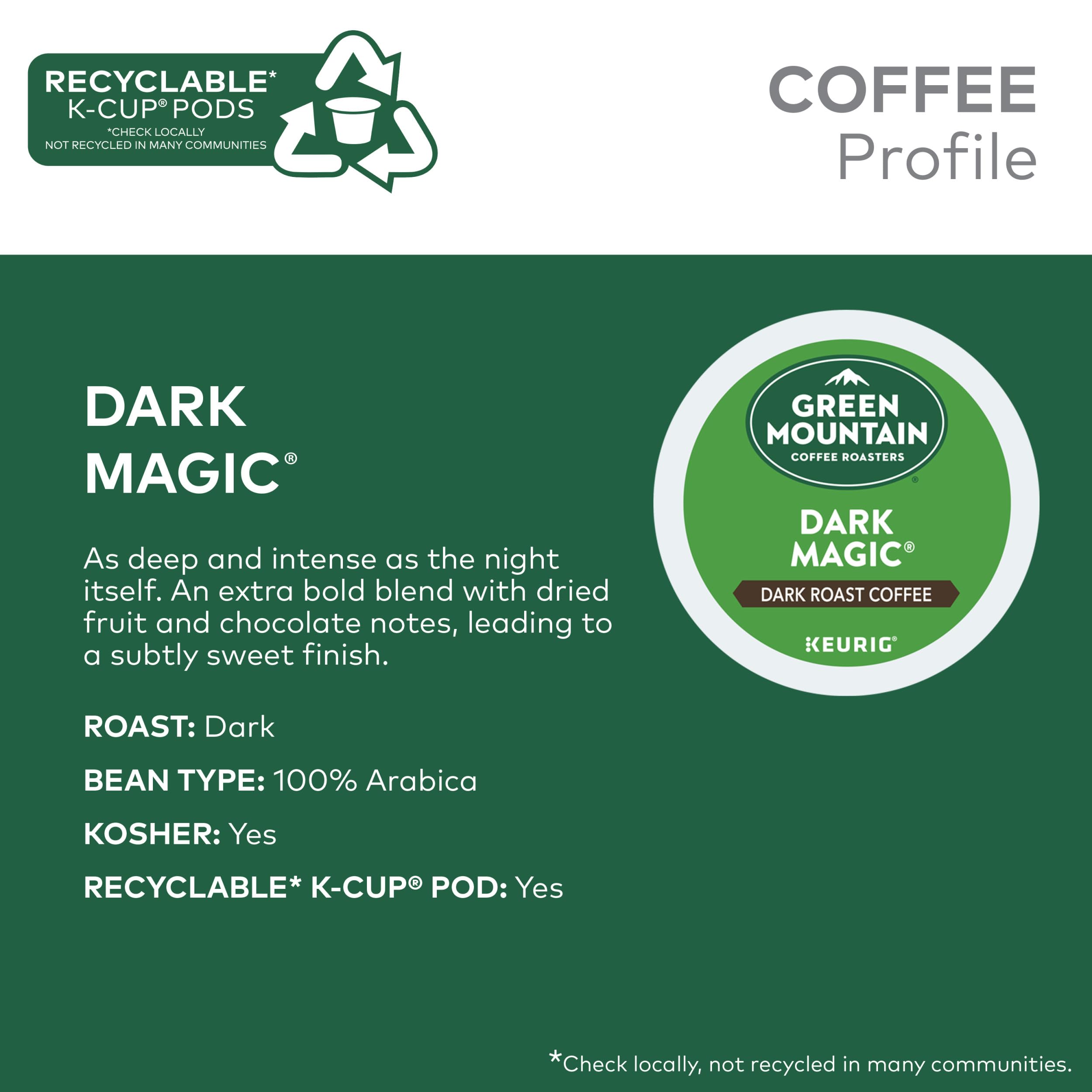 Green Mountain Coffee Roasters Dark Magic Keurig Single-Serve K-Cup Pods, Dark Roast Coffee, 72 Count