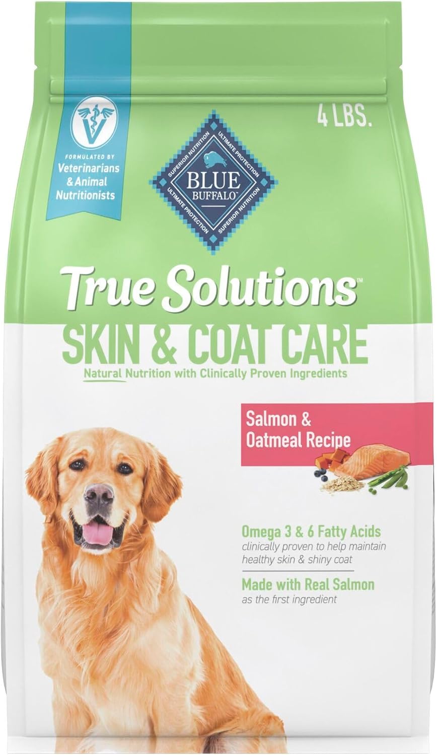 Blue Buffalo True Solutions Skin & Coat Care Natural Dry Dog Food for Adult Dogs, Salmon, 24-lb. Bag