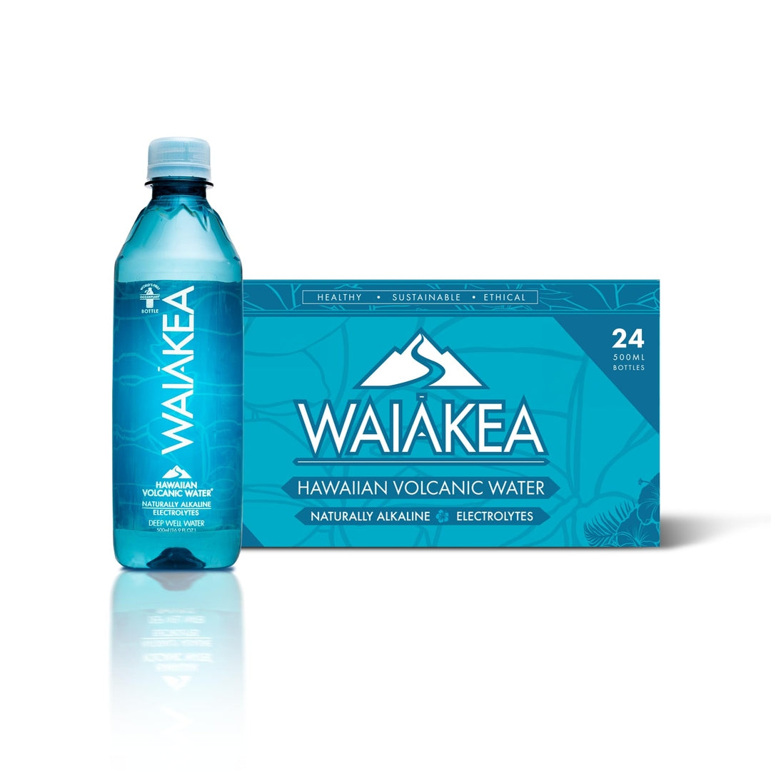 Waiakea Hawaiian Volcanic Water, Naturally Alkaline, 100% Recycled Bottle, 1L (Pack of 12), 33.8 Fl Oz (Pack of 12)