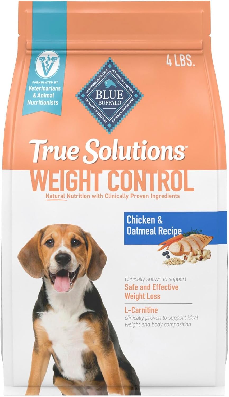 Blue Buffalo True Solutions Weight Control Natural Dry Dog Food for Adult Dogs, Chicken, 24-lb. Bag