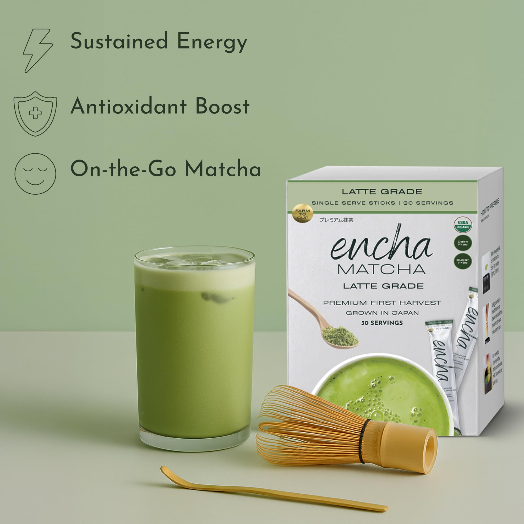 Encha Ceremonial Grade Matcha Powder - Organic First Harvest Japanese Matcha Green Tea, Matcha Tea From Uji, Japan (60g/2.12oz)