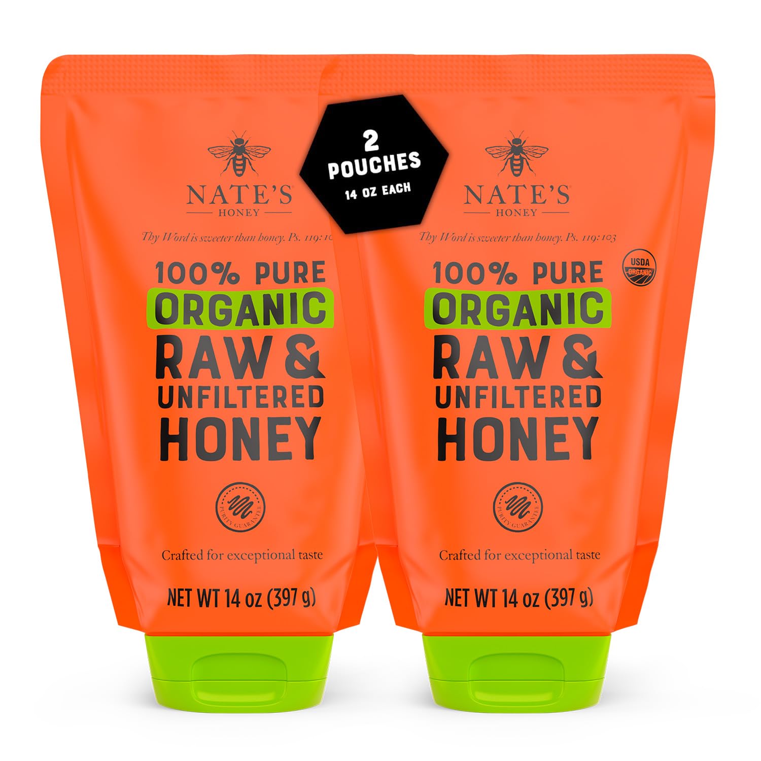 Nate's Organic 100% Pure, Raw & Unfiltered Honey - USDA Certified Organic - 32oz. Squeeze Bottle