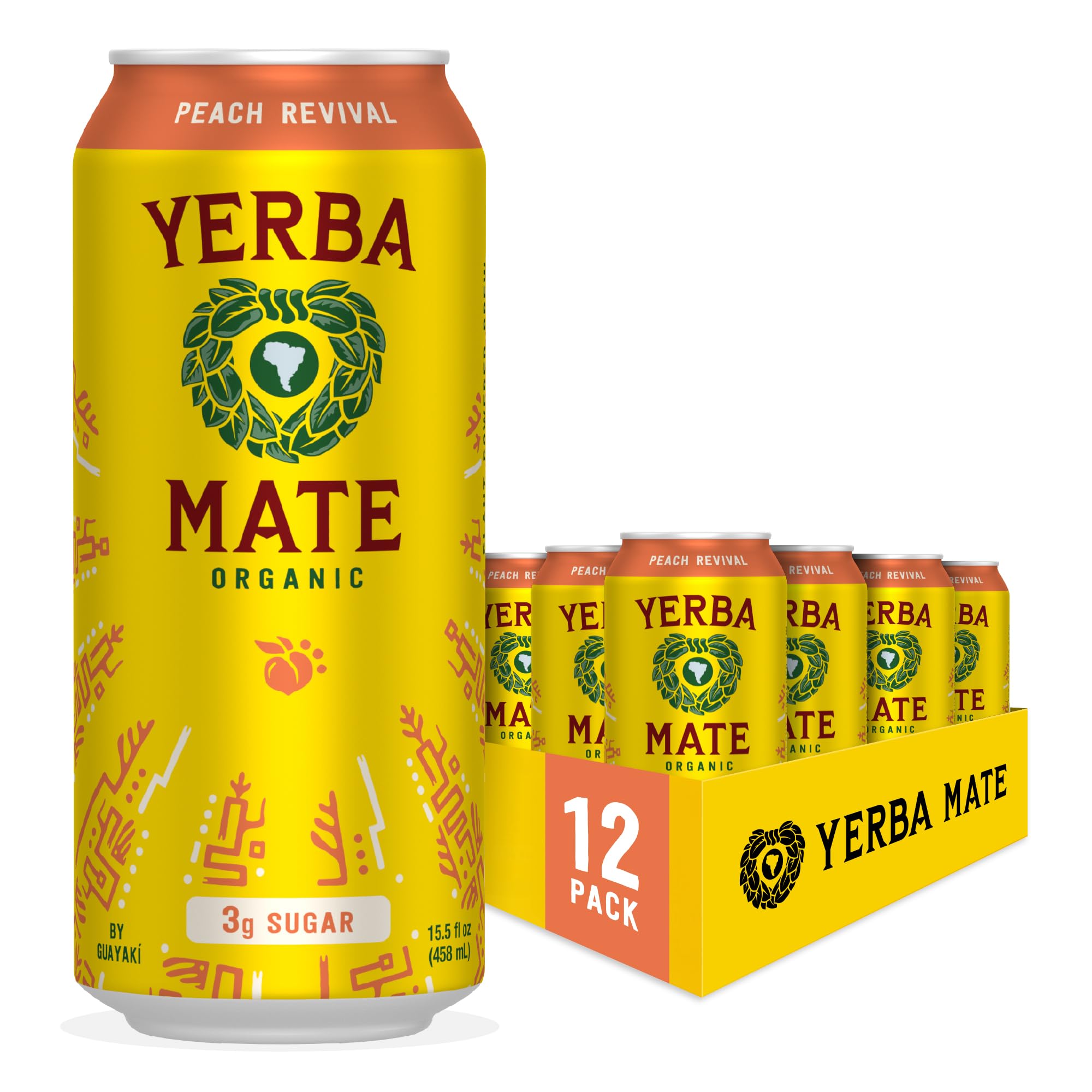 Yerba Madre Organic Yerba Mate, Enlighten Mint, 150mg Natural Caffeine, Energy Drink Alternative, No Jitters or Crash, 15.5 Oz Cans (Pack of 12)