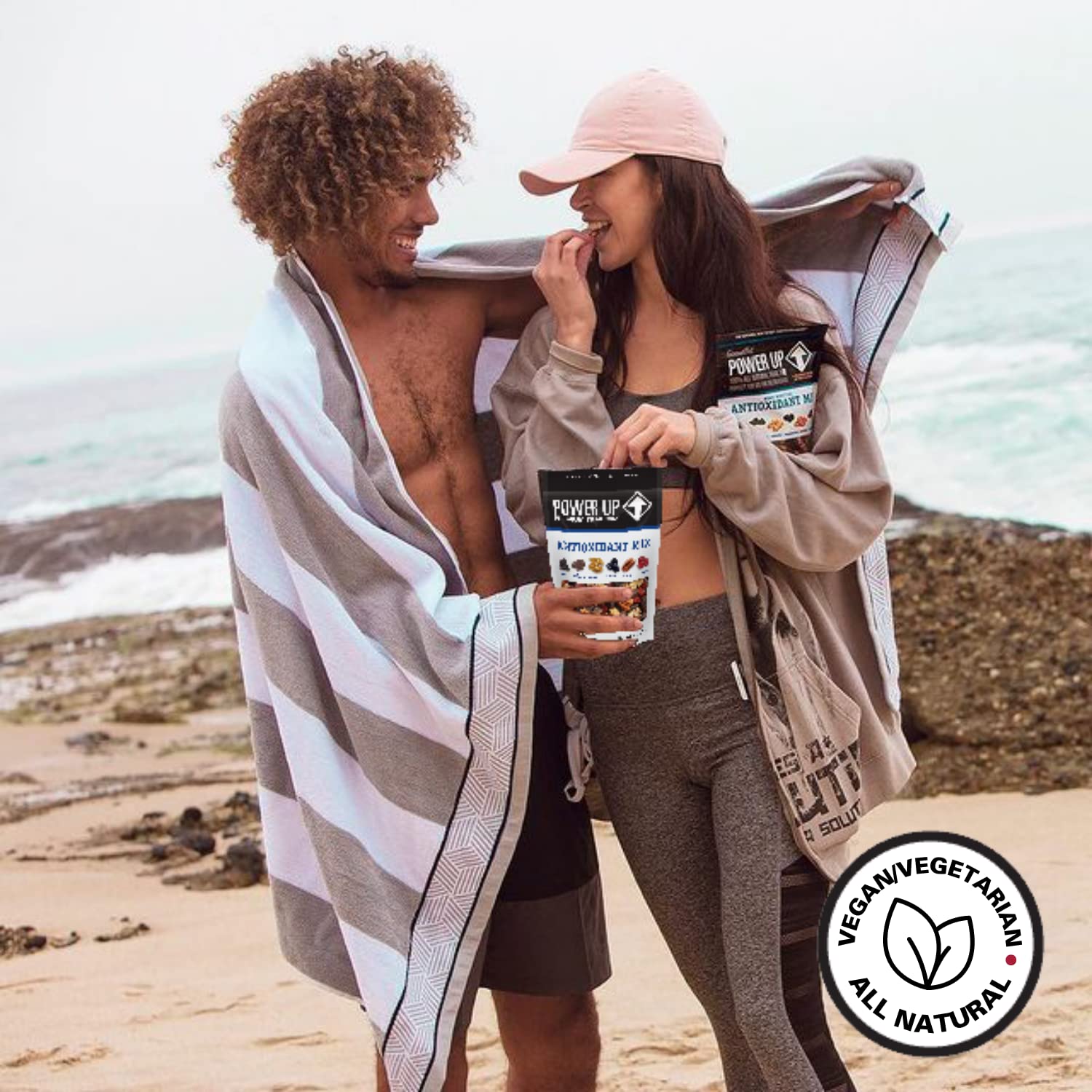 Power Up High Energy Trail Mix By Gourmet Nut, Walnuts, Banana Chips, Cashews, Coconut, Cranberries & Papaya Mix - Keto & Paleo Friendly Snacks - Non GMO Vegan Gluten Free Kosher, 8oz Bags, Pack of 4