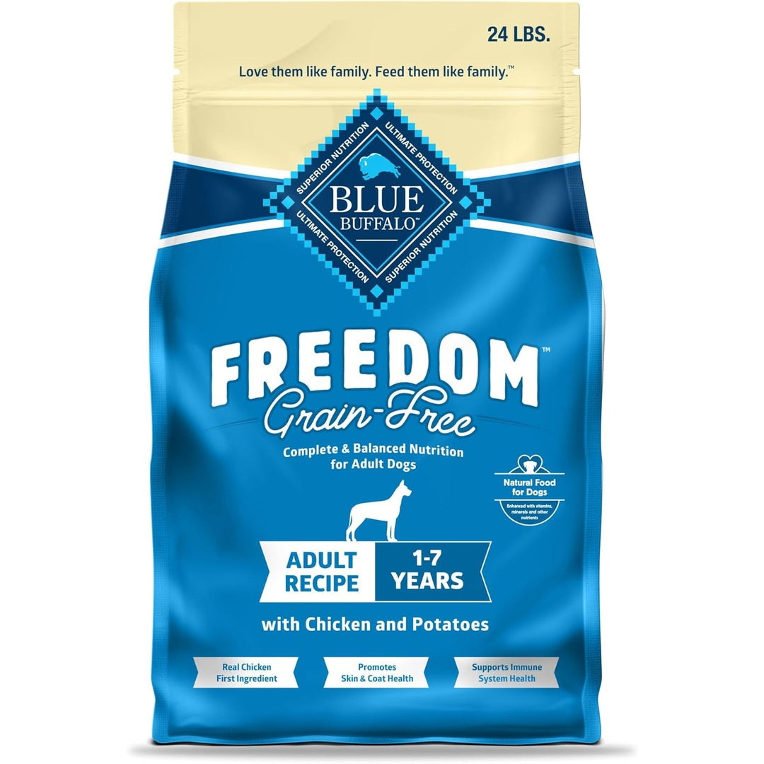 Blue Buffalo Freedom Grain-Free Dry Dog Food, Complete & Balanced Nutrition for Adult Dogs, Made in the USA With Natural Ingredients, Chicken & Potatoes, 24-lb Bag
