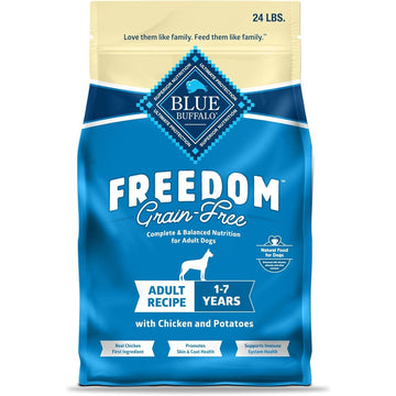 Blue Buffalo Freedom Grain-Free Dry Dog Food, Complete & Balanced Nutrition for Adult Dogs, Made in the USA With Natural Ingredients, Chicken & Potatoes, 24-lb Bag