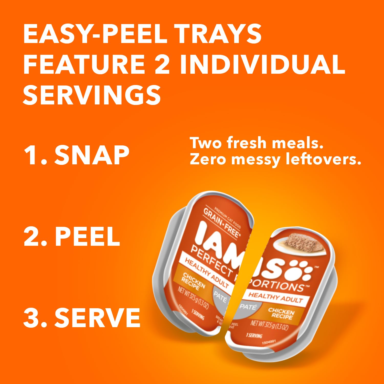 IAMS Perfect Portions Healthy Adult Wet Cat Food Pate, Chicken and Tuna Recipe Variety Pack, Easy Peel Twin-Pack Trays (12 Count, 24 Servings) (Pack of 2)