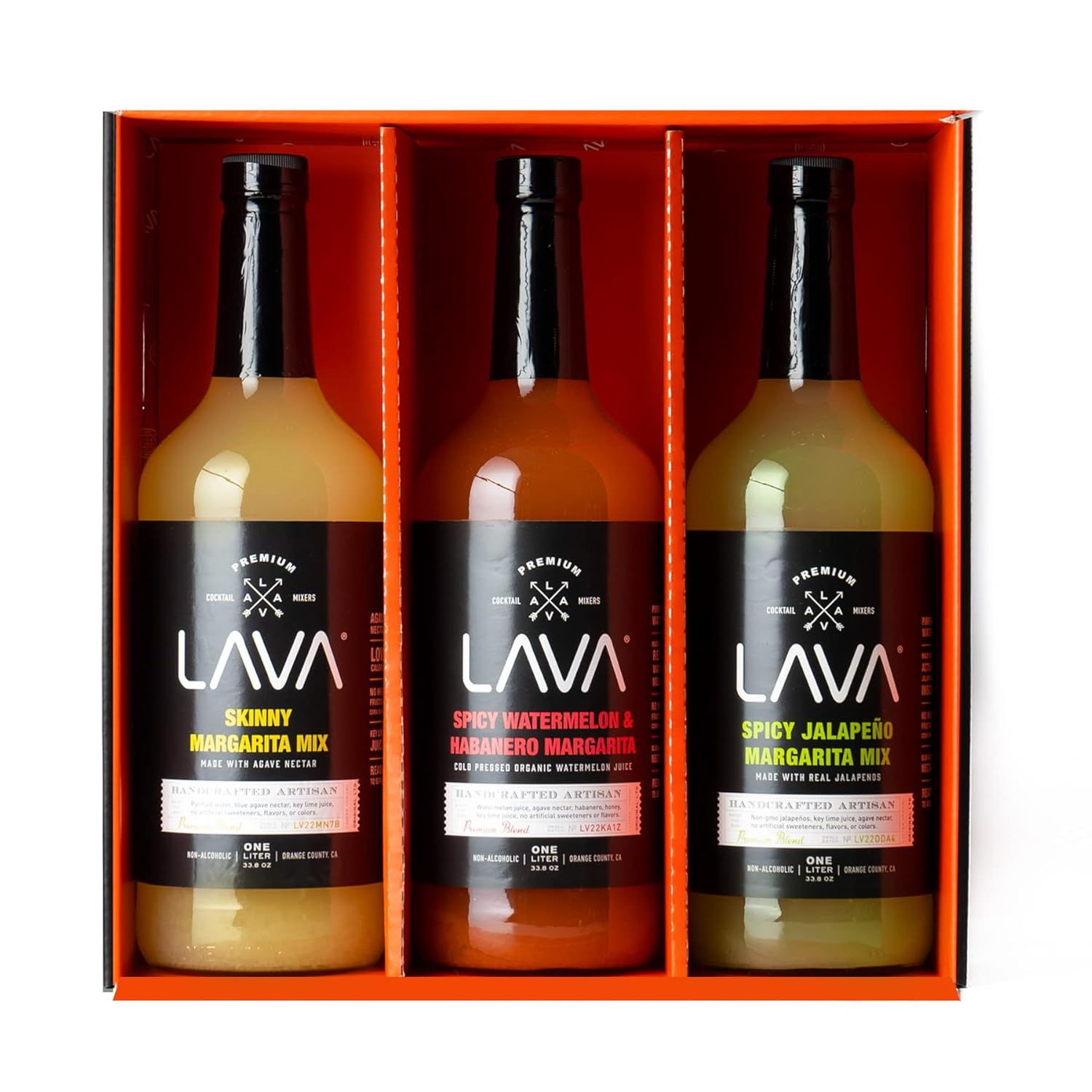 LAVA Premium Spicy Jalapeño Margarita Mix by LAVA Craft Cocktail Co., Made with Real Jalapeños, Agave Nectar, Key Limes, Lots of Flavor and Ready to Use, 1-Liter Glass Bottle