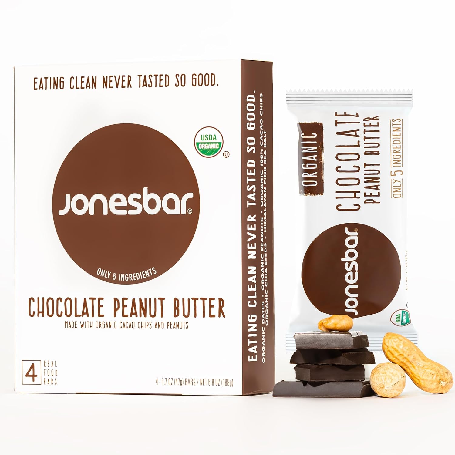 JONESBAR Organic Plant Based Protein Bars | Peanut Butter and Jelly | Fruit & Nut Bar, Kosher, Gluten Free, Breakfast Bars, School Snacks, Vegan Snack & Healthy Snacks for Adults and Kids (Pack of 12)