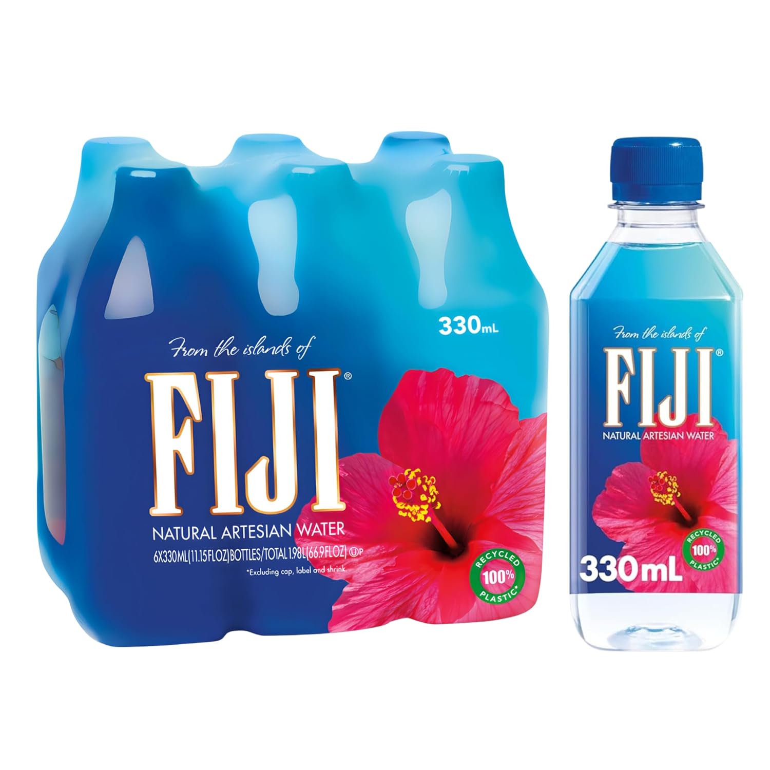 FIJI Natural Artesian Bottled Water 500mL / 16.9 Fl Ounce (Pack of 24) - 100% Natural Electrolytes