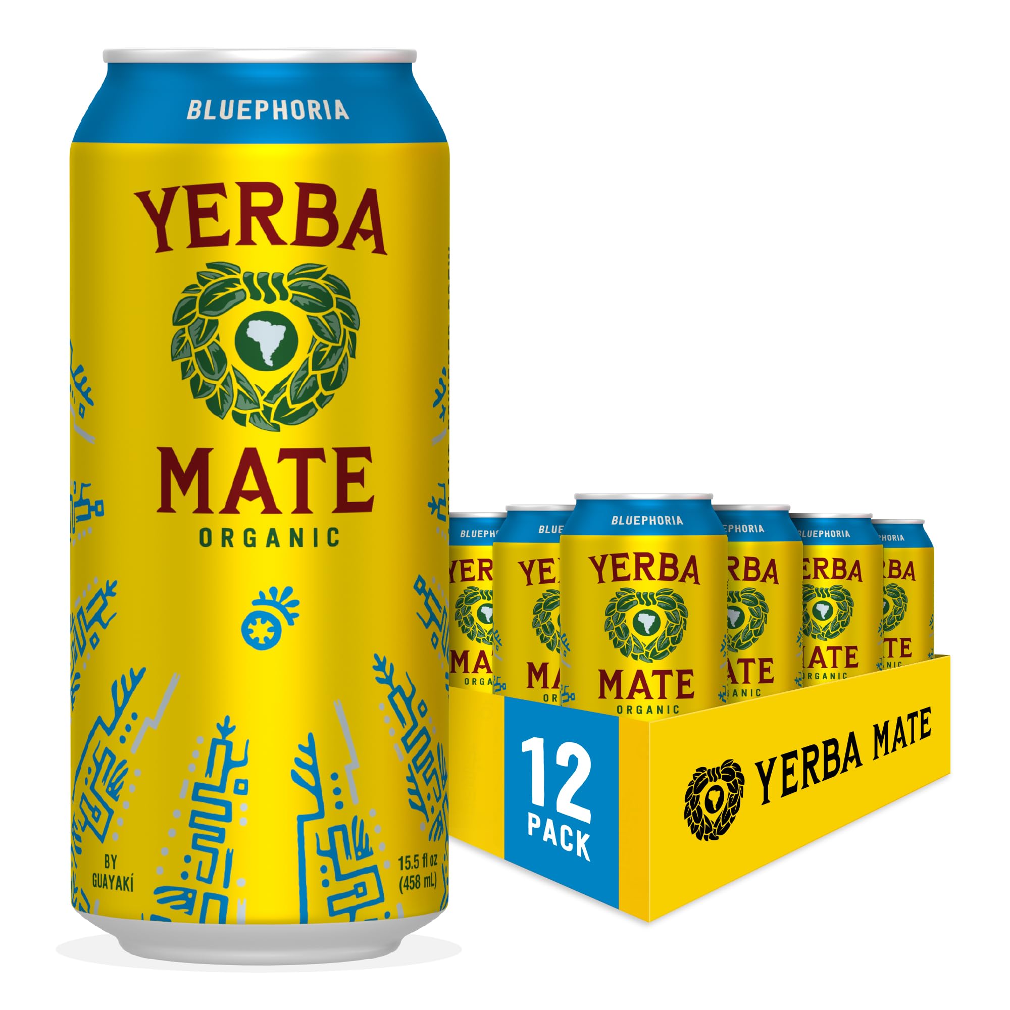 Yerba Madre Organic Yerba Mate, Enlighten Mint, 150mg Natural Caffeine, Energy Drink Alternative, No Jitters or Crash, 15.5 Oz Cans (Pack of 12)