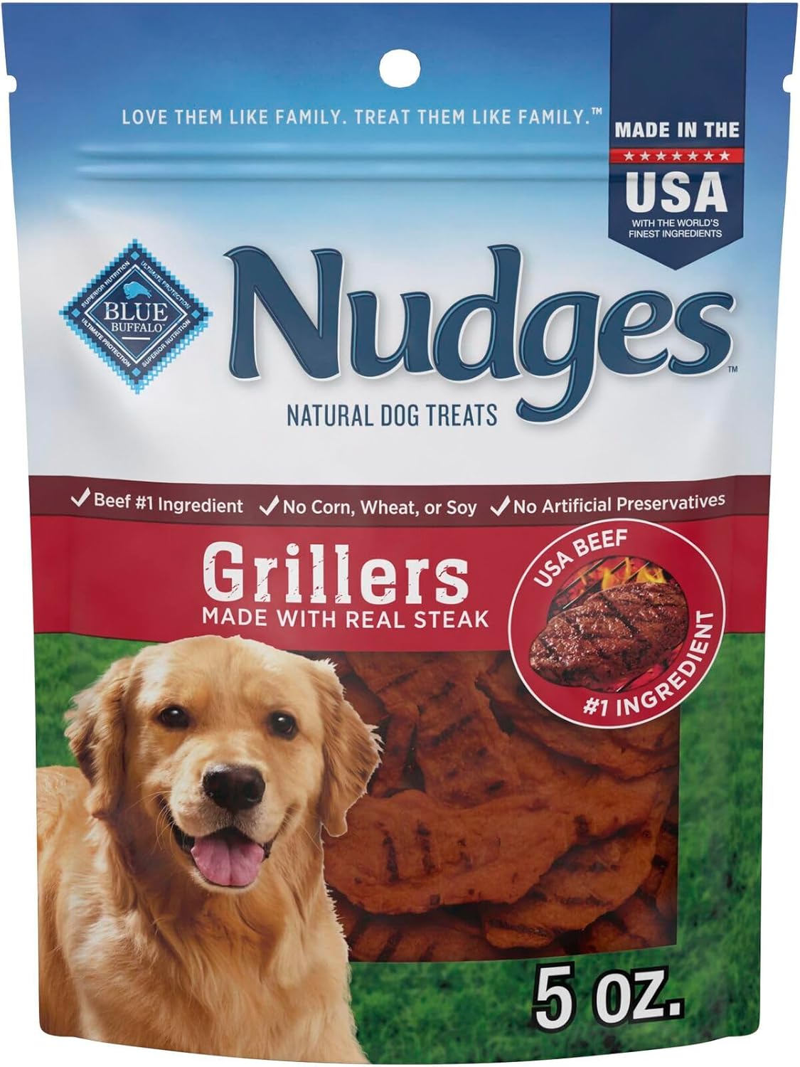 Blue Buffalo Nudges Homestyle Natural Dog Treats, Made in the USA with Real Chicken, Peas, and Carrots, 16-oz. Bag