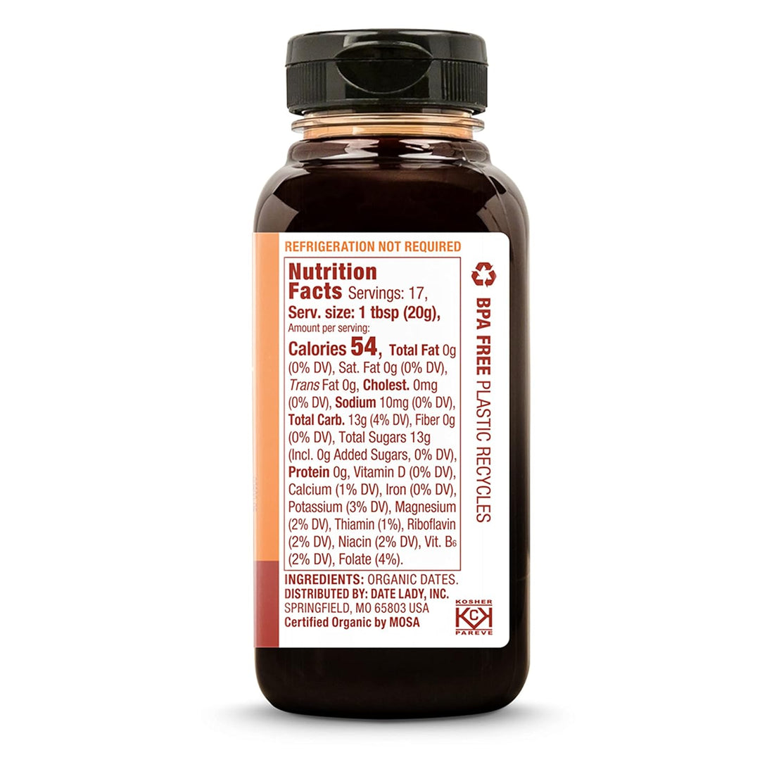Date Lady Date Syrup 12 oz Squeeze Bottle | Organic, Vegan, Paleo, Gluten-free & Kosher (3-Pack) Sugar Substitute | More Nutrition Than Maple Syrup or Honey