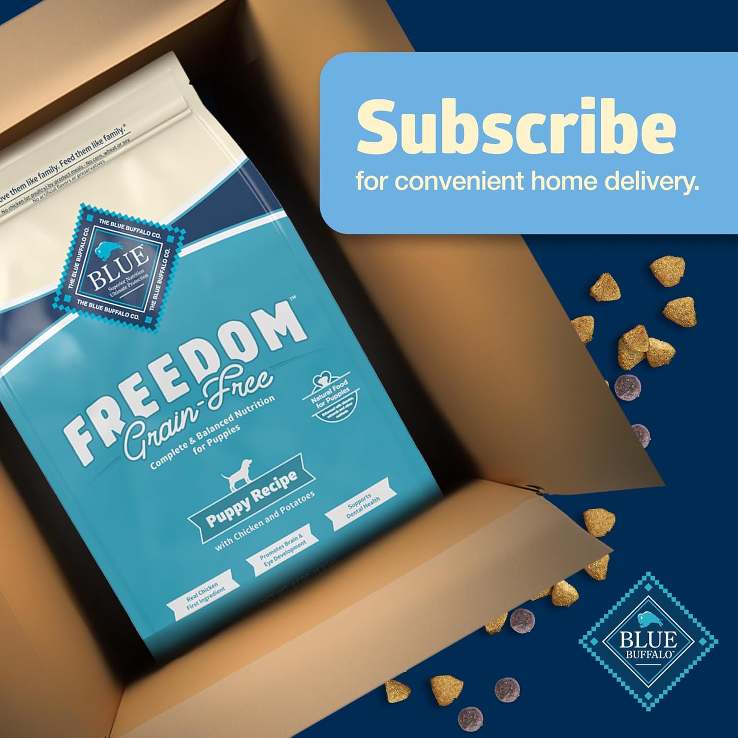 Blue Buffalo Freedom Grain-Free Puppy Dry Dog Food with DHA, Complete & Balanced Nutrition for Puppies, Made in The USA with Natural Ingredients, Chicken & Potatoes, 4-lb Bag