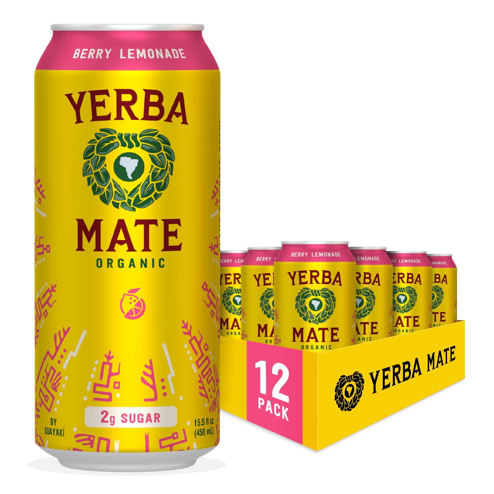Yerba Madre Organic Yerba Mate, Enlighten Mint, 150mg Natural Caffeine, Energy Drink Alternative, No Jitters or Crash, 15.5 Oz Cans (Pack of 12)
