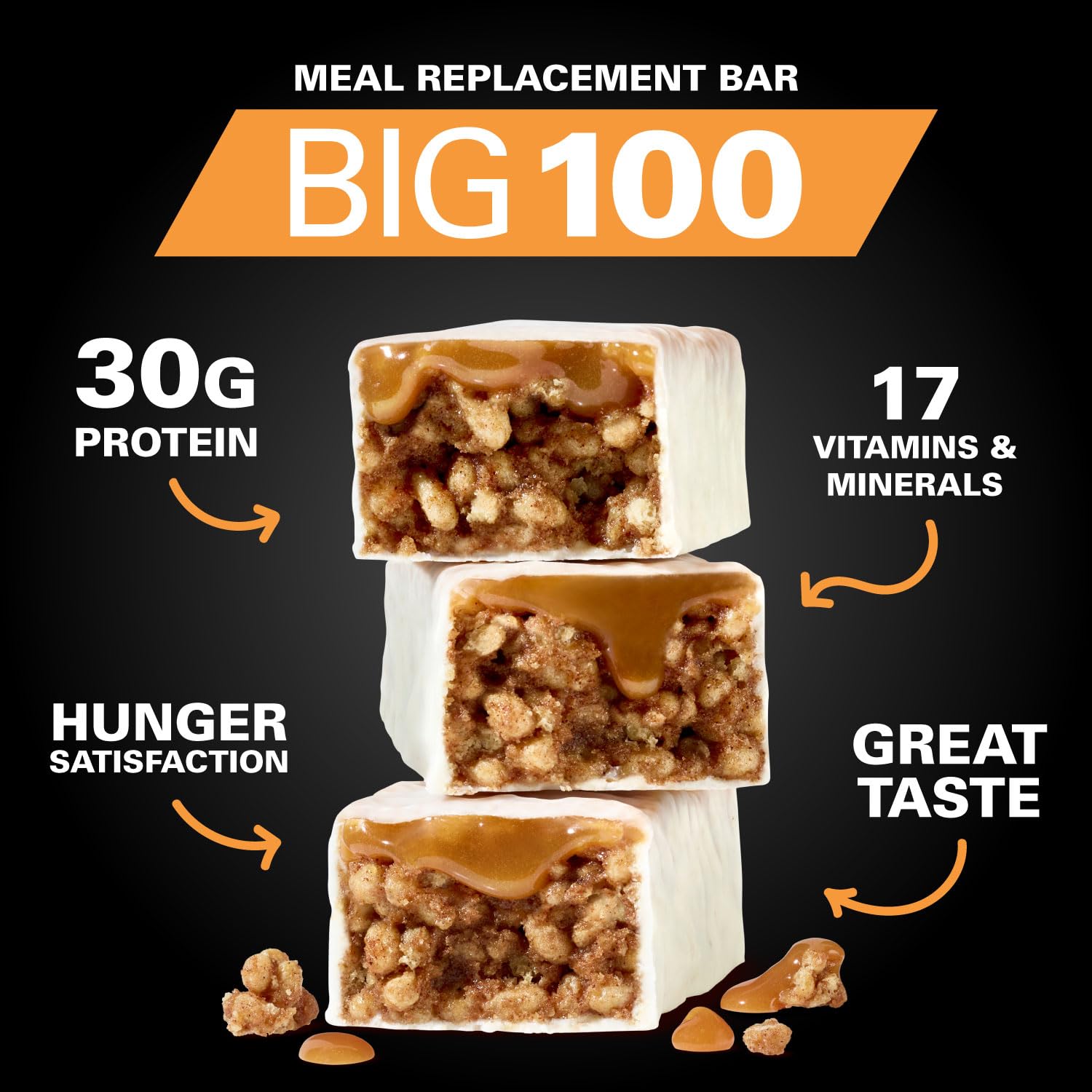MET-Rx Big 100 Protein Bar, Meal Replacement Bar, 32G Protein, Super Cookie Crunch, 9 Bars (Pack of 1)