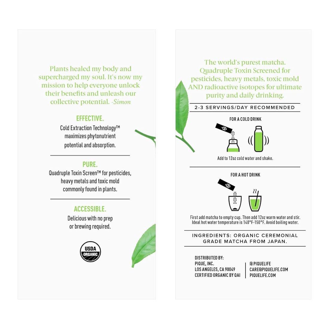 Pique Organic Sun Goddess Matcha - Ceremonial Grade Matcha Green Tea Powder, Supports Radiant Skin, Calm Energy - 28 Single Serve Sticks (Pack of 1)