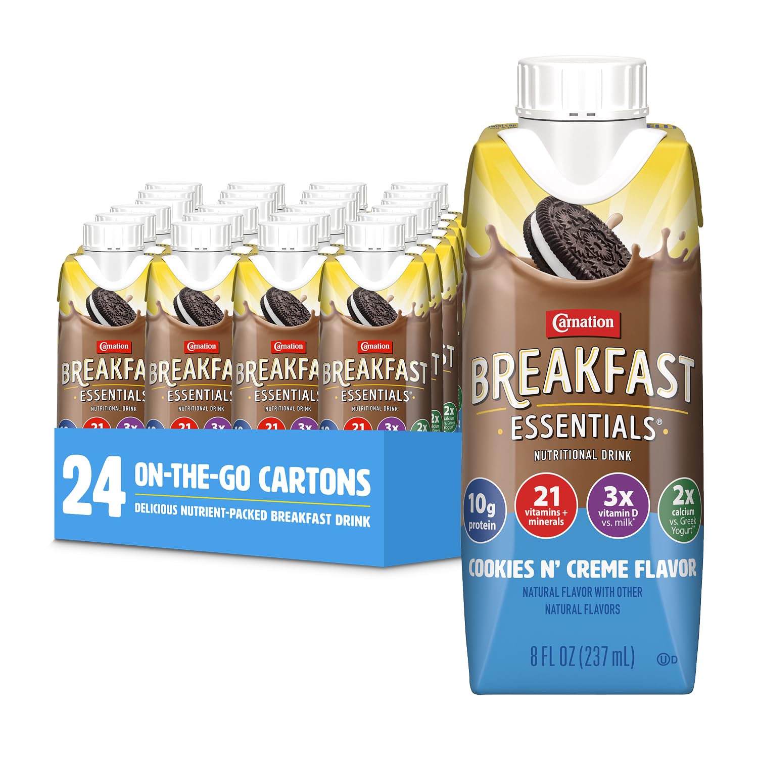 Carnation Breakfast Essentials Ready-to-Drink Creamy Strawberry, 8 FL OZ Carton,8 Fl Oz (Pack of 24)