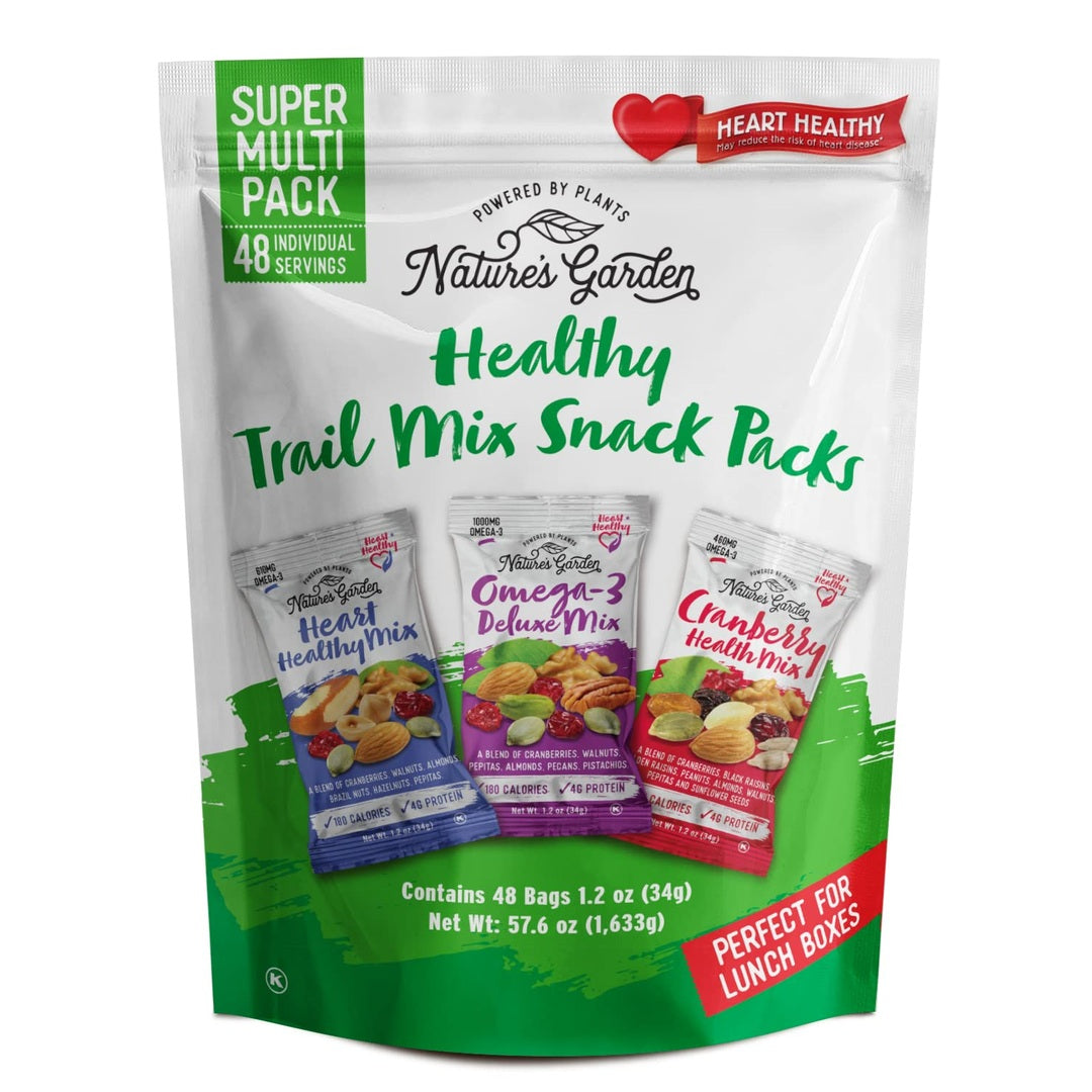 Nature's Garden Healthy Trail Mix Snack Pack - | Premium Nuts and Seeds | Delicious Healthy Trail Mix Snack - Food Allergy Free, 48 individual bags Net wt 57.6 0z