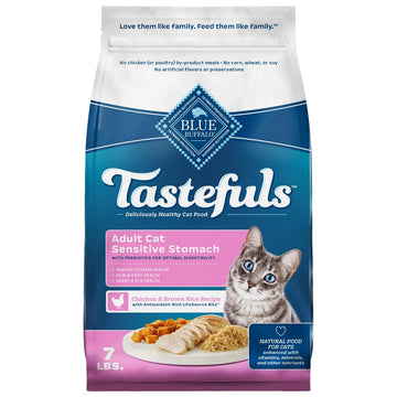 Blue Buffalo Tastefuls Adult Dry Cat Food Sensitive Stomach Formula, Made in the USA with Natural Ingredients, Chicken Recipe, 7-lb. Bag