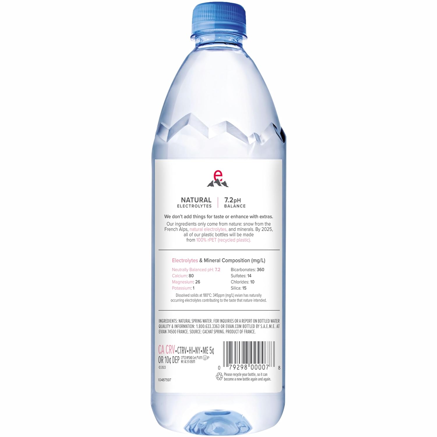 Evian Natural Spring Water, 1 L bottle, 12 pack