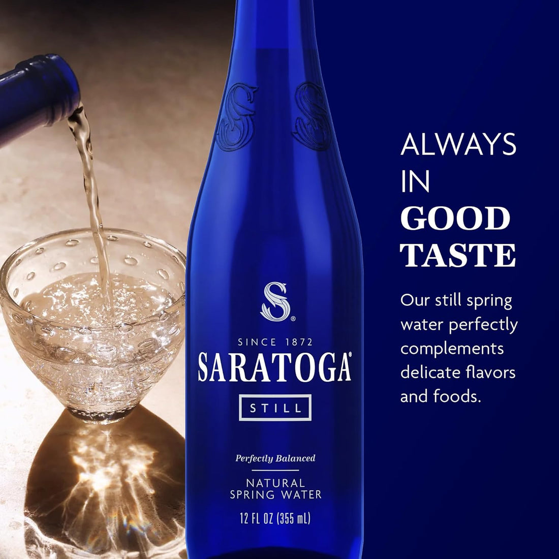 Saratoga Natural Spring Water - 12 oz. (Non-Carbonated, Pack of 24)