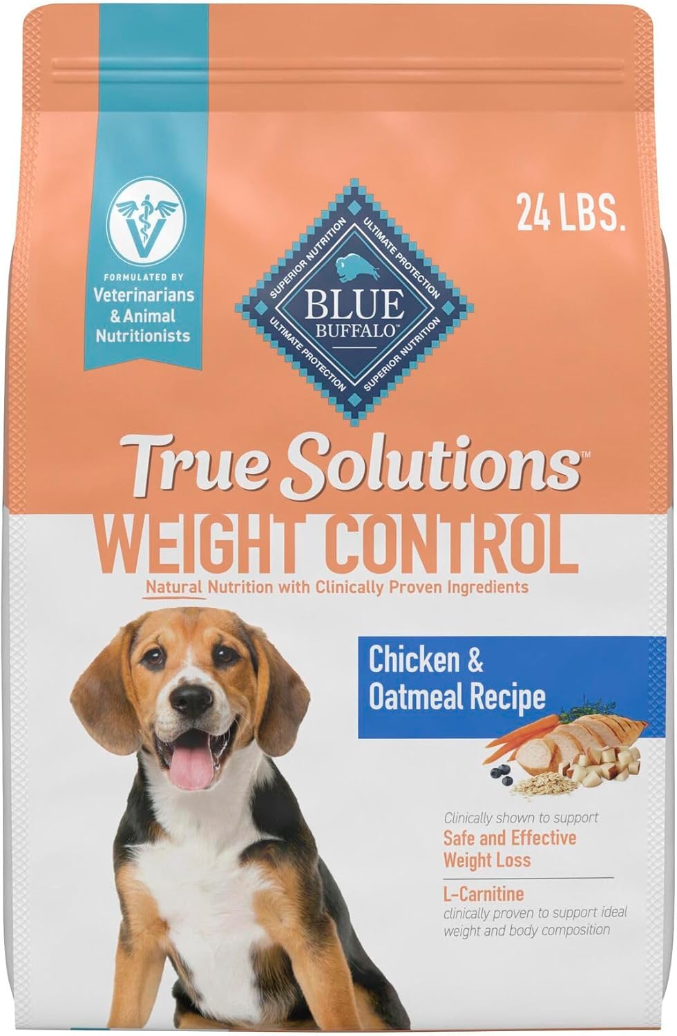 Blue Buffalo True Solutions Weight Control Natural Dry Dog Food for Adult Dogs, Chicken, 24-lb. Bag