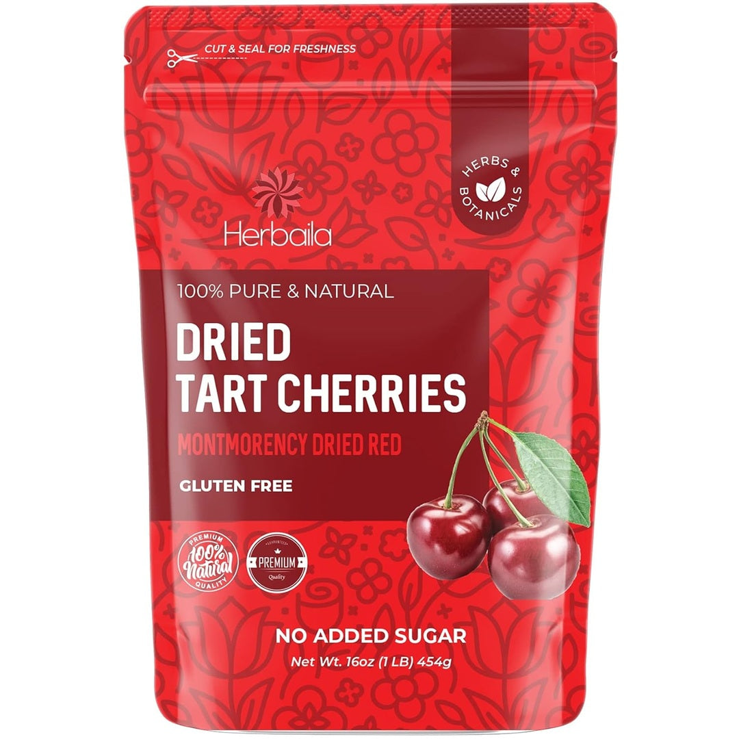 Herbaila Dried Cherries Tart Cherry, Montmorency Tart Cherries, Dried Sour Cherries Fresh, Montmorency Dried Tart Cherries, Dried Cherries, All-Natural Whole Sour Cherry (1lb)