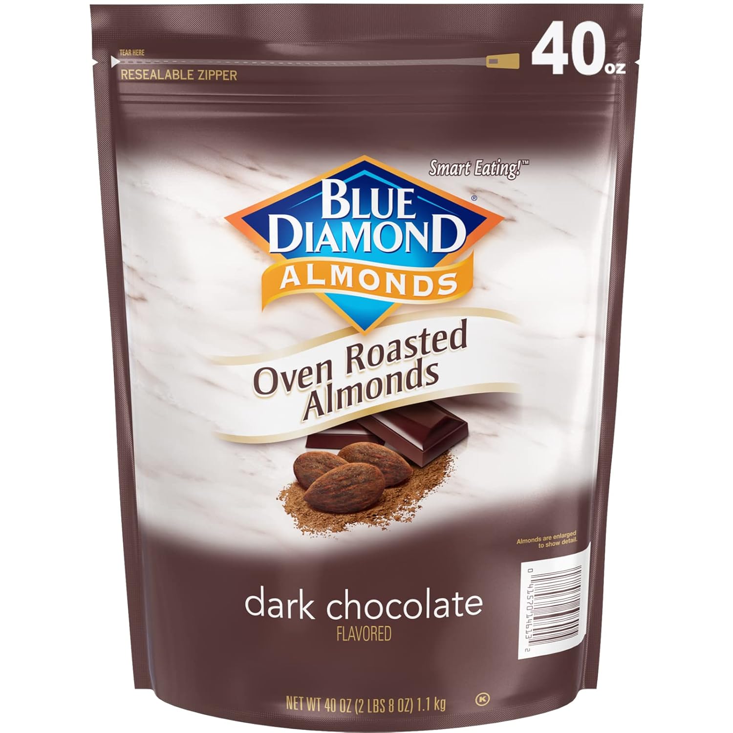 Blue Diamond Almonds Whole Natural Raw Snack Nuts, 40 Oz Resealable Bag (Pack of 1)