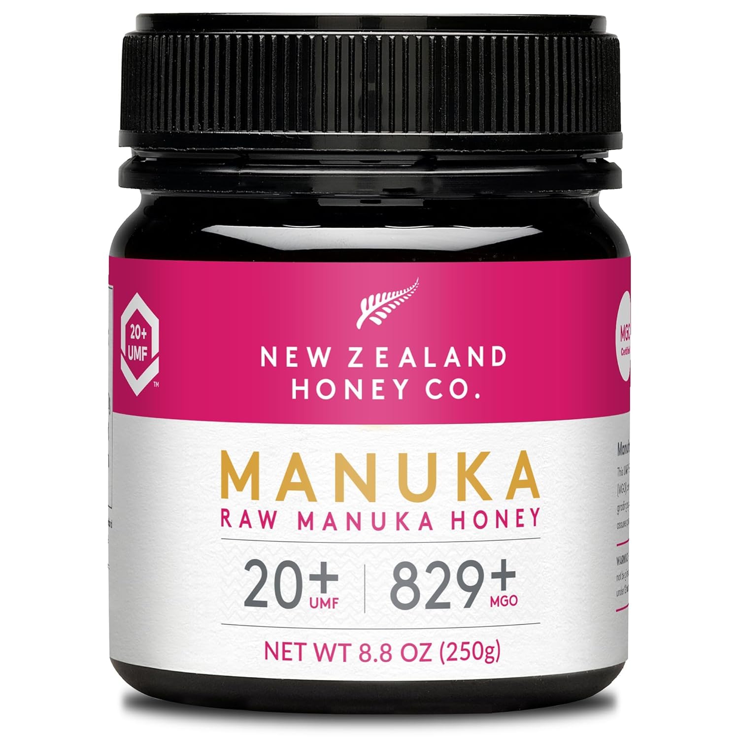 New Zealand Honey Co. Raw Manuka Honey UMF 20+ / MGO 829+ | UMF Certified | 4.4oz | Medical Grade Raw Honey