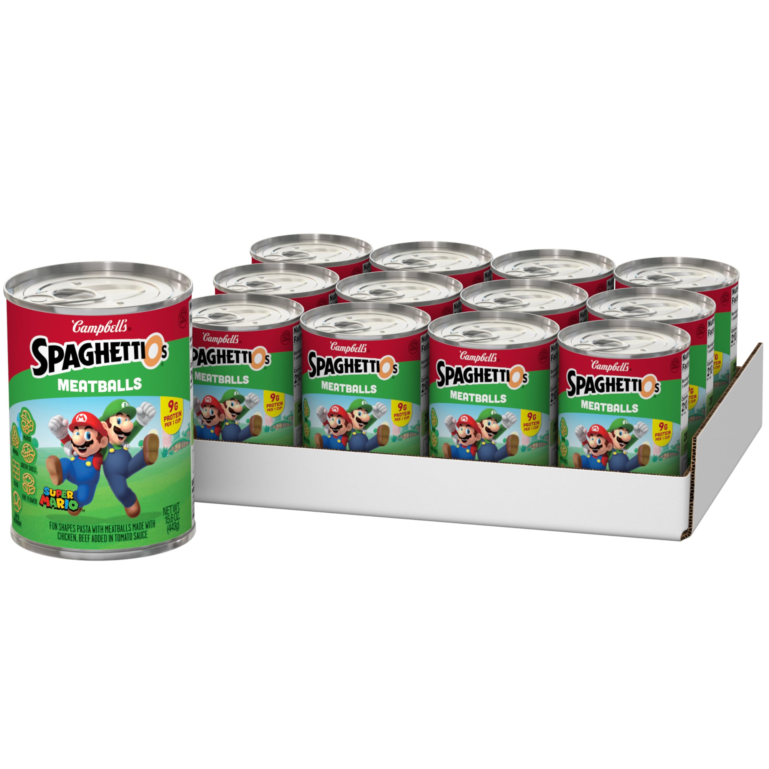 SpaghettiOs Canned Pasta with Meatballs, 15.6 oz Can (12 Pack)