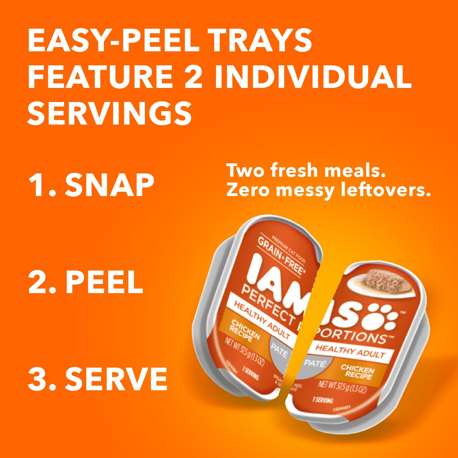 IAMS Perfect Portions Healthy Adult Wet Cat Food Pate, Chicken and Tuna Recipe Variety Pack, Easy Peel Twin-Pack Trays (12 Count, 24 Servings) (Pack of 2)