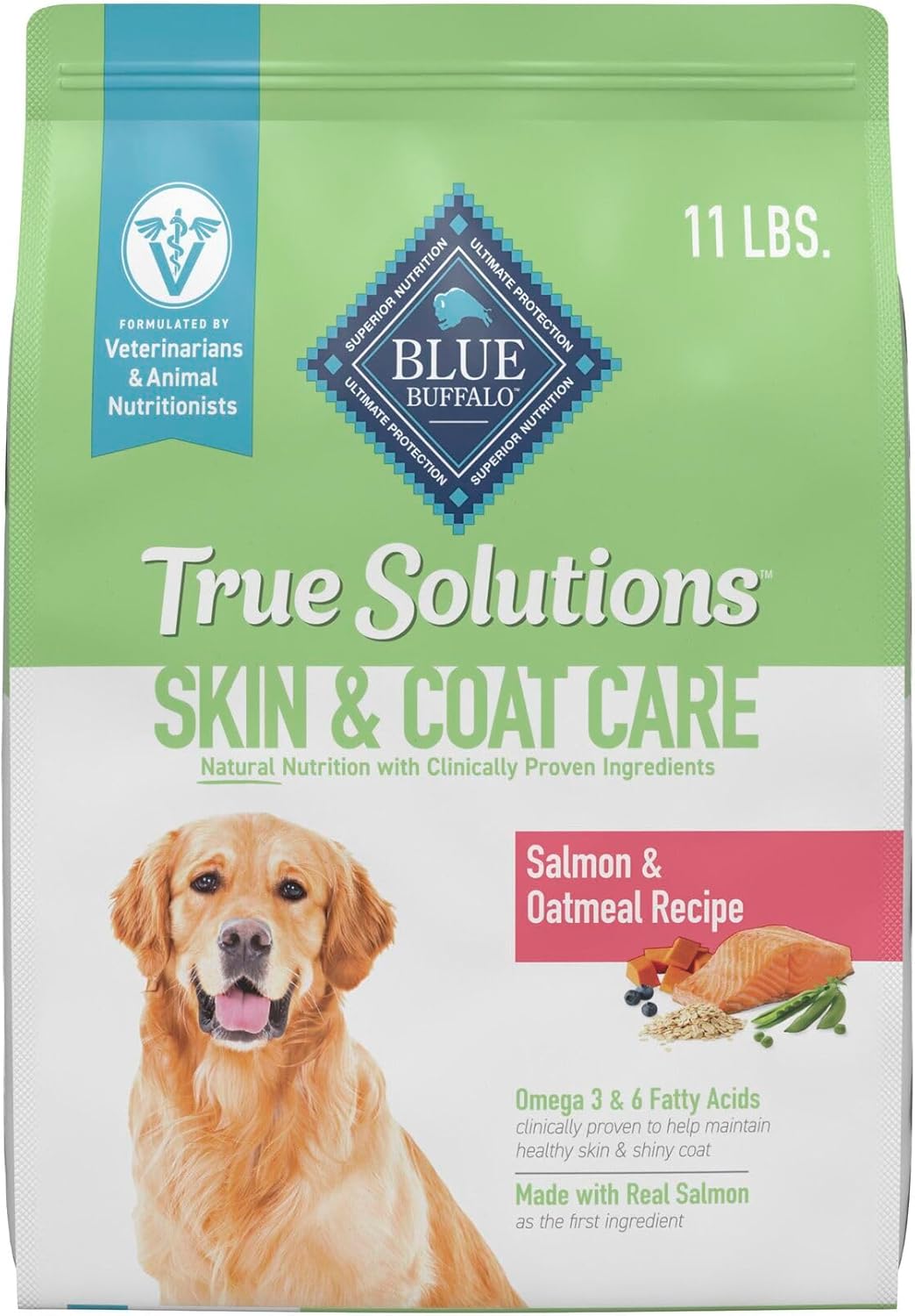 Blue Buffalo True Solutions Skin & Coat Care Natural Dry Dog Food for Adult Dogs, Salmon, 24-lb. Bag