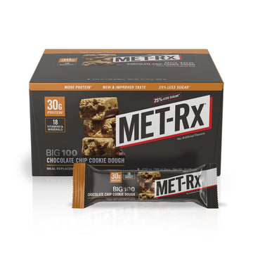 MET-Rx Big 100 Protein Bar, Meal Replacement Bar, 32G Protein, Super Cookie Crunch, 9 Bars (Pack of 1)