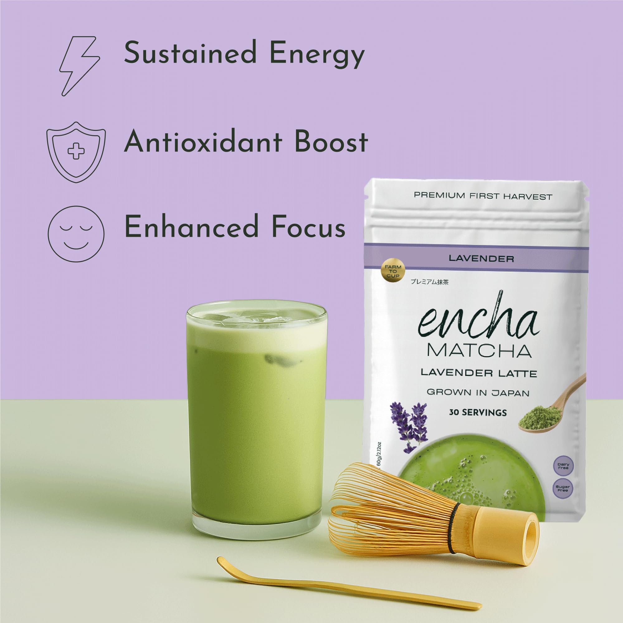 Encha Ceremonial Grade Matcha Powder - Organic First Harvest Japanese Matcha Green Tea, Matcha Tea From Uji, Japan (60g/2.12oz)